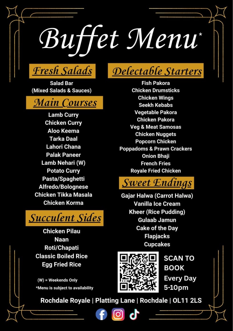 Royale Restaurant Menu Buffet